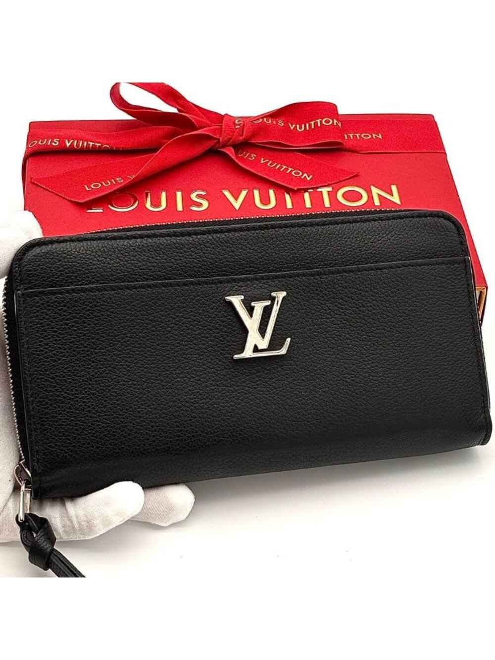 Louis Vuitton Wallet Zippy Lockme Leather Noir Black